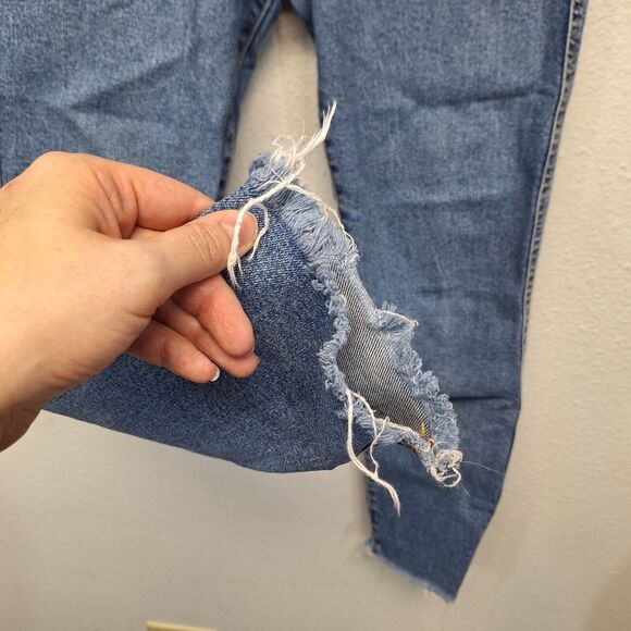 WOMENS PULL & BEAR SIZE EUR 34 USA 2 CRUVEY BLUE WASH MOM TAPERED DENIM JEANS - Picture 8 of 12